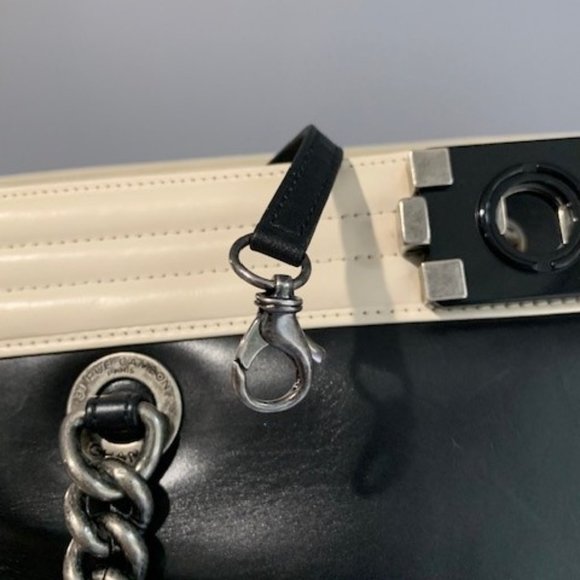 Guaranteed Authentic CHANEL Original Clasp Boy Tote Black Cream Leather $3500 - Picture 6 of 10